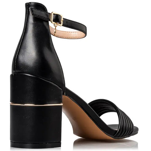 Envie Shoes Πέδιλα με Χοντρό Τακούνι Μαύρο