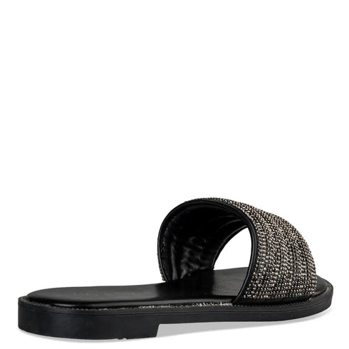 Envie Shoes Flat Σανδάλια με Μονή Φάσα και Στρας Μαύρο