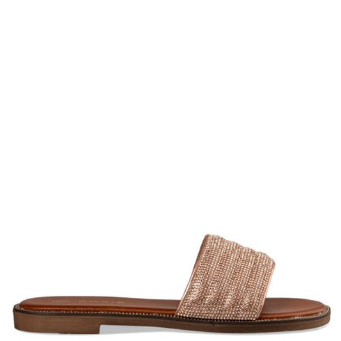 Envie Shoes Flat Σανδάλια με Μονή Φάσα και Στρας Ροζ Χρυσό
