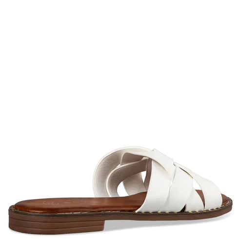 Envie Shoes Flat Σανδάλια με Μονή Φάσα με Πλεκτό Σχέδιο Λευκό
