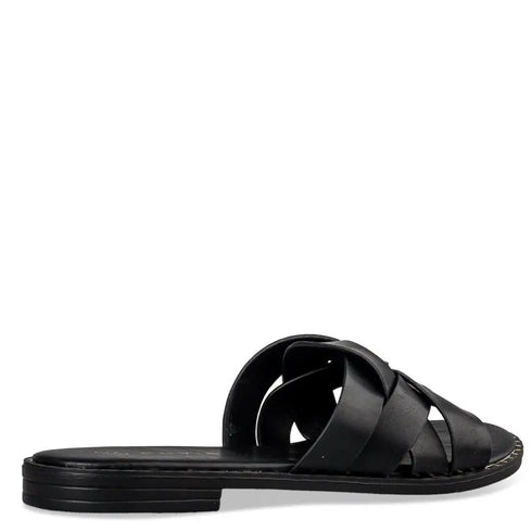 Envie Shoes Flat Σανδάλια με Μονή Φάσα με Πλεκτό Σχέδιο Μαύρο