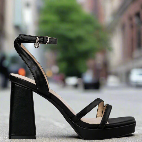 Envie Shoes Πέδιλα με Χοντρό Τακούνι Μαύρο