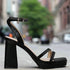 Envie Shoes Πέδιλα με Χοντρό Τακούνι Μαύρο