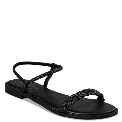 Envie Shoes Σανδάλια με Διακοσμητικό Πλέξιμο με Στρας και Δέσιμο στον Αστράγαλο Μαύρο