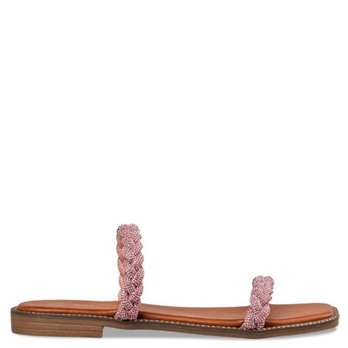 Envie Shoes Σανδάλια με Διακοσμητικό Πλέξιμο στην Φάσα και Στρας Λιλά