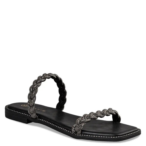 Envie Shoes Σανδάλια με Διακοσμητικό Πλέξιμο στην Φάσα και Στρας Μαύρο