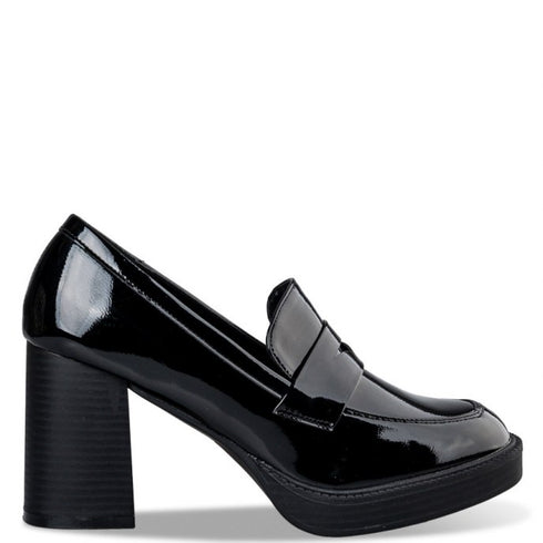 Envie Shoes PLATFORM HEEL LOAFERS Μαύρο