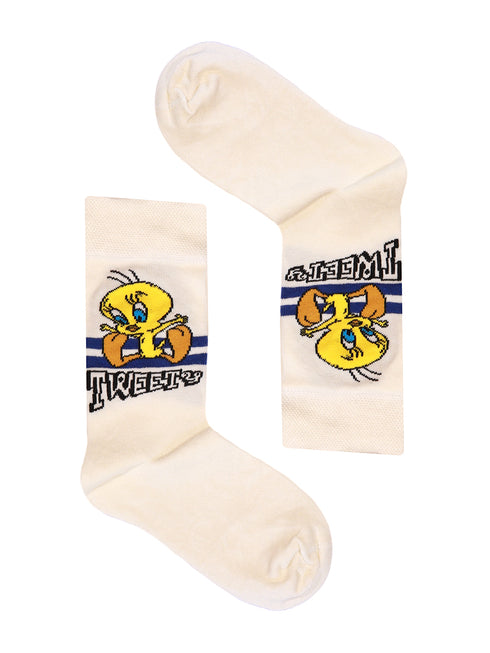 Κάλτσα Unisex με Σχέδιο "Bird" Εκρού