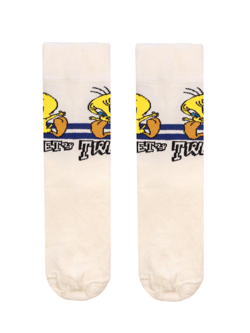 Κάλτσα Unisex με Σχέδιο "Bird" Εκρού