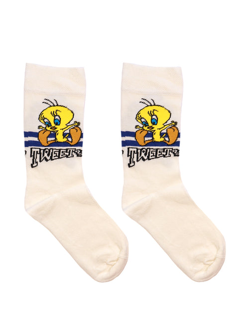 Κάλτσα Unisex με Σχέδιο "Bird" Εκρού