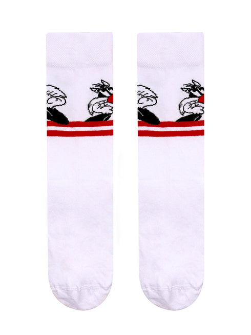 Κάλτσα Unisex με Σχέδιο "Cat" Λευκό