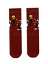 Κάλτσα Unisex με Σχέδιο "Cat and Bird" Μπορντώ