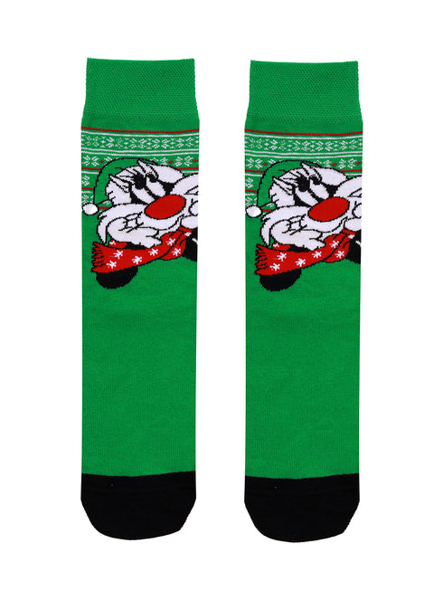 Κάλτσα Unisex με Σχέδιο "Christmas Cat" Πράσινο