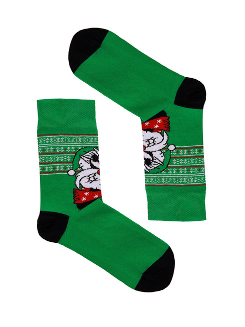 Κάλτσα Unisex με Σχέδιο "Christmas Cat" Πράσινο