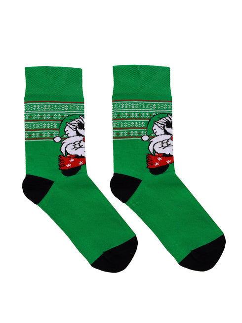 Κάλτσα Unisex με Σχέδιο "Christmas Cat" Πράσινο