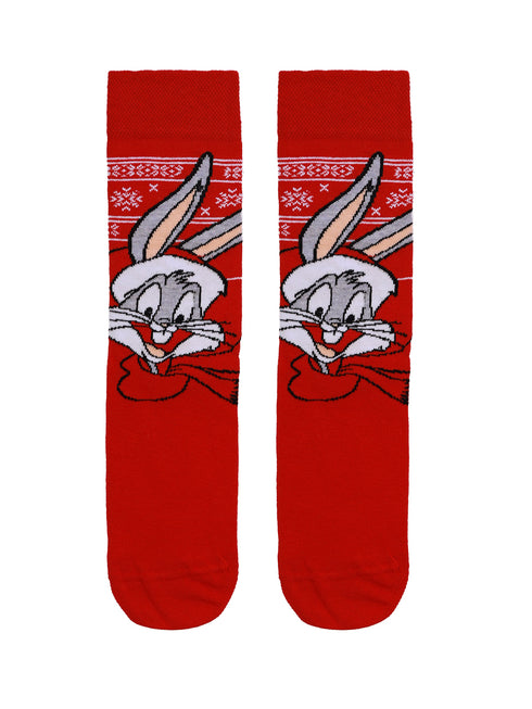 Κάλτσα Unisex με Σχέδιο "Christmas Rabbit" Κόκκινο
