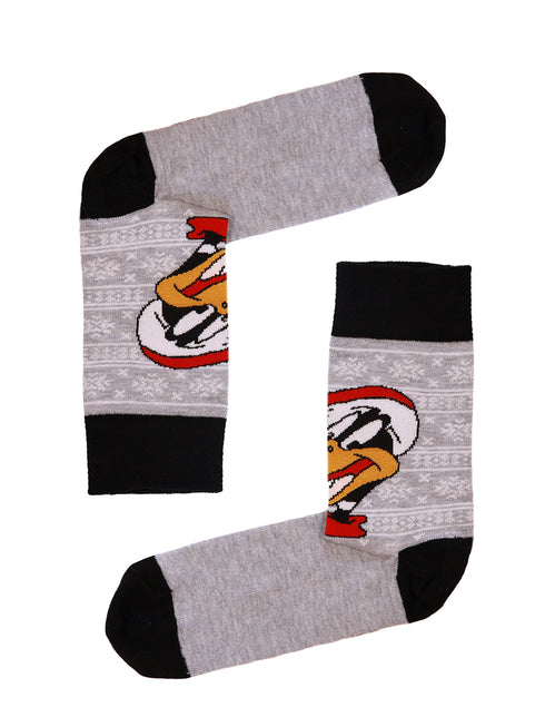 Κάλτσα Unisex με Σχέδιο "Christmas Duck" Γκρί