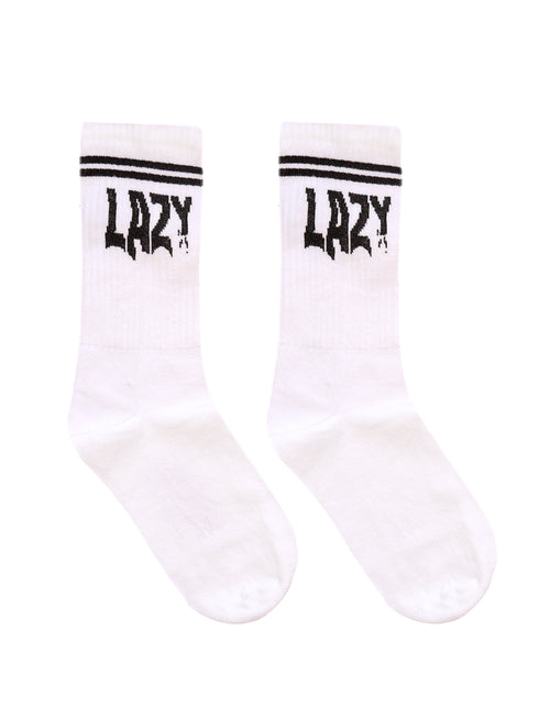 Κάλτσα Unisex με Σχέδιο "Lazy" Λευκό