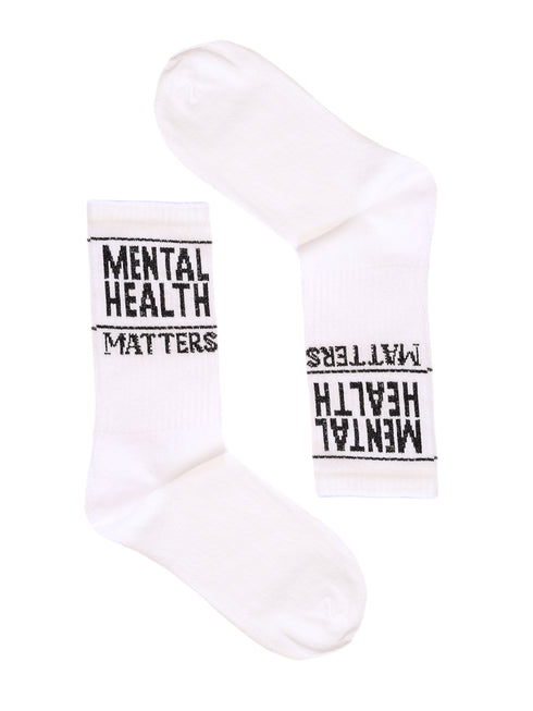 Κάλτσα Unisex με Σχέδιο "Mental Health" Λευκό