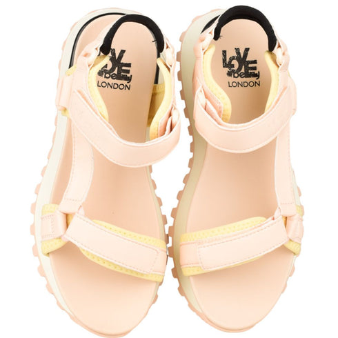 LoveBerry Γυναικεία Flatform Πέδιλα με Chunky Σόλα και Ρυθμιζόμενα Λουράκια Nude