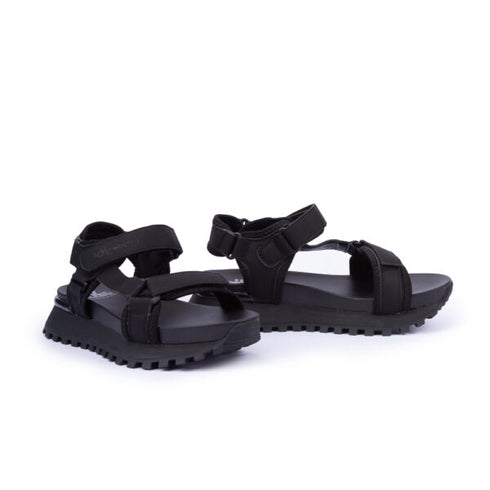 LoveBerry Γυναικεία Flatform Πέδιλα με Chunky Σόλα και Ρυθμιζόμενα Λουράκια Μαύρο