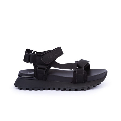 LoveBerry Γυναικεία Flatform Πέδιλα με Chunky Σόλα και Ρυθμιζόμενα Λουράκια Μαύρο