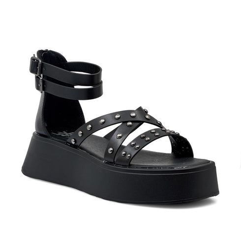LoveBerry Γυναικεία Platform Σανδάλια με Δέσιμο στον Αστράγαλο και Τρούκς Μαύρο