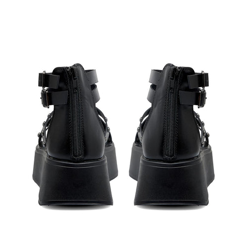 LoveBerry Γυναικεία Platform Σανδάλια με Δέσιμο στον Αστράγαλο και Τρούκς Μαύρο