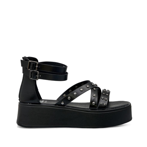 LoveBerry Γυναικεία Platform Σανδάλια με Δέσιμο στον Αστράγαλο και Τρούκς Μαύρο