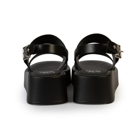 LoveBerry Γυναικεία Platform Σανδάλια με Διπλά Λουράκια Μαύρο