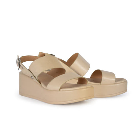 LoveBerry Γυναικεία Platform Σανδάλια με Διπλά Λουράκια Μπεζ