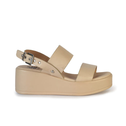 LoveBerry Γυναικεία Platform Σανδάλια με Διπλά Λουράκια Μπεζ