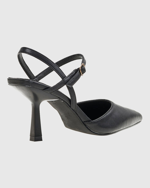 Verde Γυναικείες Slingback Γόβες με Μπαρέτα 28-4027 Μαύρο