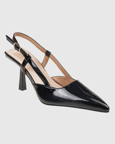 Verde Γυναικείες Slingback Λουστρίνι Γόβες 28-4026 Μαύρο