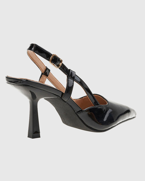 Verde Γυναικείες Slingback Λουστρίνι Γόβες 28-4026 Μαύρο