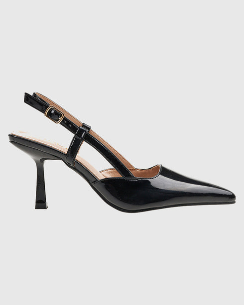 Verde Γυναικείες Slingback Λουστρίνι Γόβες 28-4026 Μαύρο