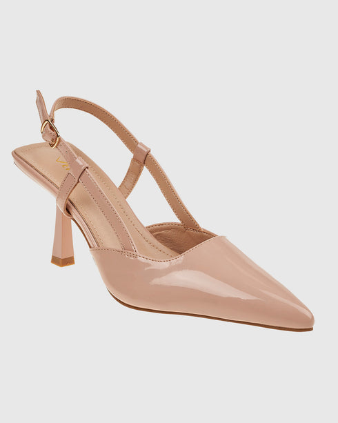 Verde Γυναικείες Slingback Λουστρίνι Γόβες 28-4026 Μπεζ