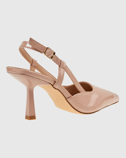 Verde Γυναικείες Slingback Λουστρίνι Γόβες 28-4026 Μπεζ