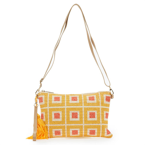 Verde Γυναικείο Τσαντάκι Χειρός  48-0200 Ψάθινο Κίτρινο