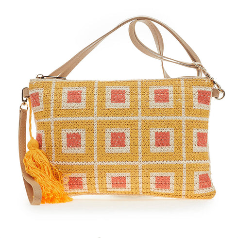 Verde Γυναικείο Τσαντάκι Χειρός  48-0200 Ψάθινο Κίτρινο