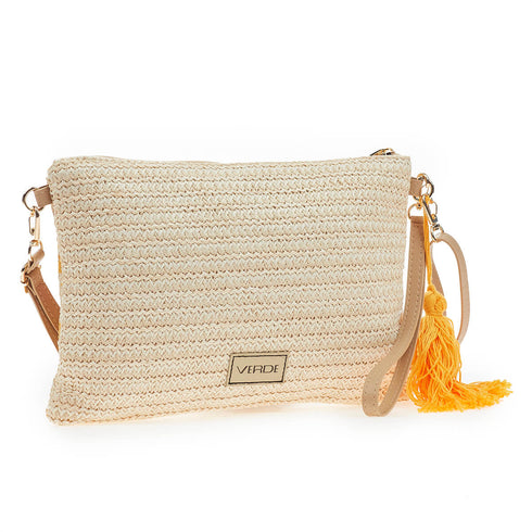 Verde Γυναικείο Τσαντάκι Χειρός  48-0200 Ψάθινο Κίτρινο