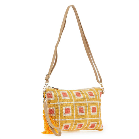 Verde Γυναικείο Τσαντάκι Χειρός  48-0200 Ψάθινο Κίτρινο