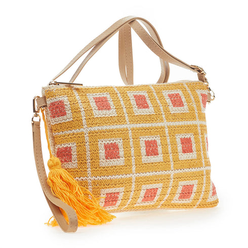 Verde Γυναικείο Τσαντάκι Χειρός  48-0200 Ψάθινο Κίτρινο