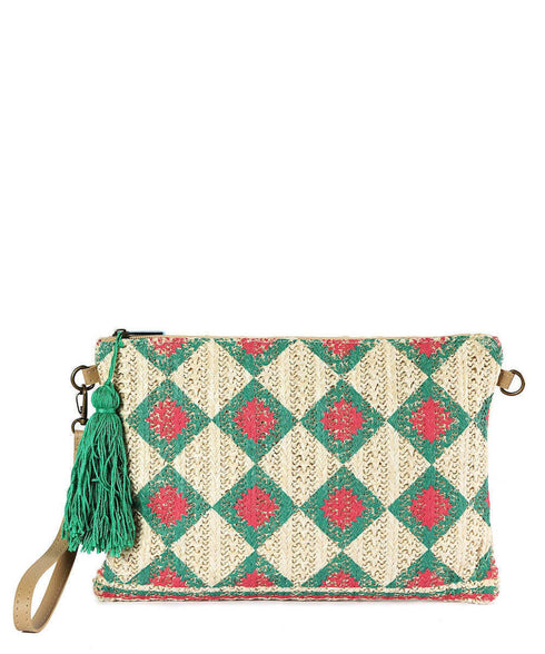 Verde Γυναικείο Τσαντάκι Χειρός 48-0199 Ψάθινο Πράσινο