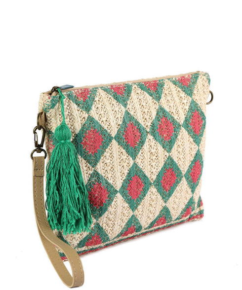 Verde Γυναικείο Τσαντάκι Χειρός 48-0199 Ψάθινο Πράσινο