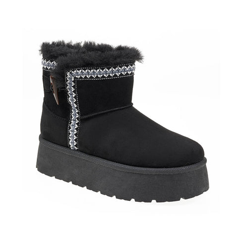 Verde Μποτάκια Χαμηλά Nordic με Διακοσμητικό Κέντημα 28-3955 Μαύρο