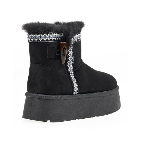 Verde Μποτάκια Χαμηλά Nordic με Διακοσμητικό Κέντημα 28-3955 Μαύρο