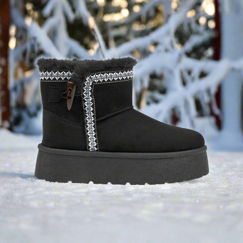 Verde Μποτάκια Χαμηλά Nordic με Διακοσμητικό Κέντημα 28-3955 Μαύρο