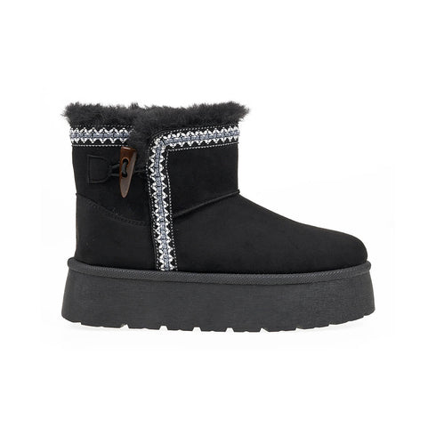 Verde Μποτάκια Χαμηλά Nordic με Διακοσμητικό Κέντημα 28-3955 Μαύρο