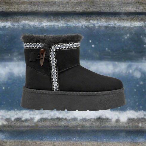 Verde Μποτάκια Χαμηλά Nordic με Διακοσμητικό Κέντημα 28-3955 Μαύρο